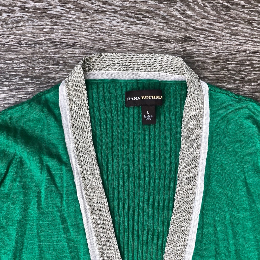 DANA BUCHMAN Green and Pale Gold Cardigan - Picture 2 of 5